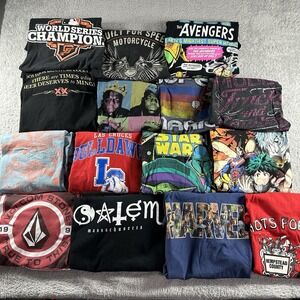 Bundle Lot of 22 Graphic T-Shirts Starwars Anime Vintage Modern Disney Skate